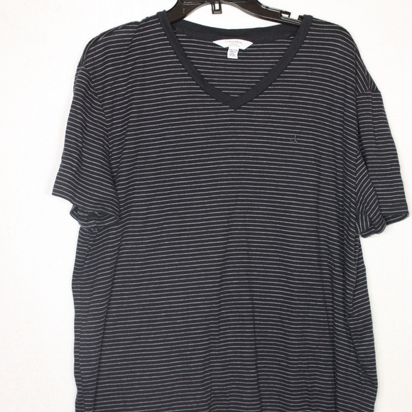 Calvin Klein Men's Shirt XXL Black w/White Stripes Short Sleeve Body Fit T-Shirt - Picture 6 of 9